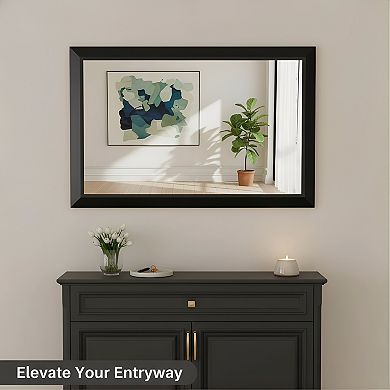 KSIZUIS 22"x30" Black Metal Framed Rectangle Mirror - HD Tempered Glass for Bathroom & Entryway