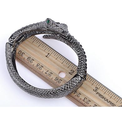 Womens Gunmetal Tone Black Rhinestones Antique Snake Wrap Bangle Bracelet