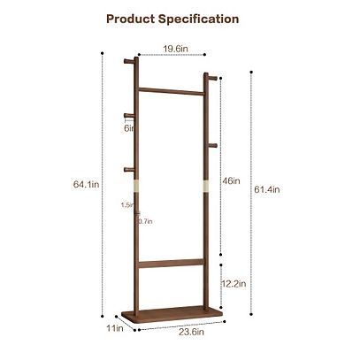 Solid Wood Coat Rack - Freestanding Clothes Hanger,Simple Style Easy Assembly for Bedroom Entryway