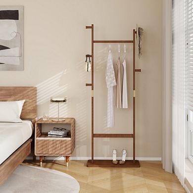 Solid Wood Coat Rack - Freestanding Clothes Hanger,Simple Style Easy Assembly for Bedroom Entryway