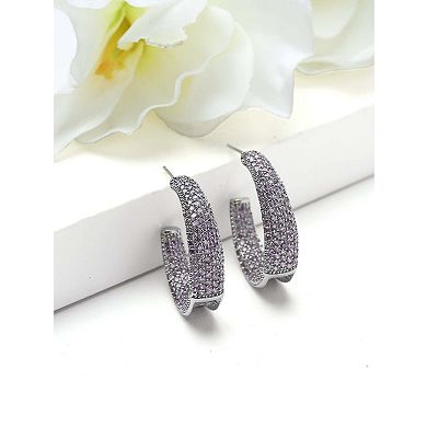 AGP PARIS Pavé Tapered Hoop Earrings