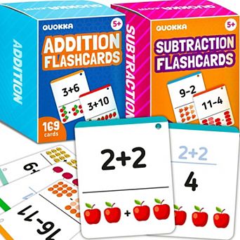 QUOKKA Math Flash Cards Set for Kids Ages 4-8 Addition & Subtraction & Multiplication