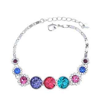 Multicoloured Floral Daisy Garden Crystal Bracelet Bangle