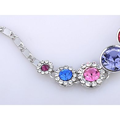 Multicoloured Floral Daisy Garden Crystal Bracelet Bangle