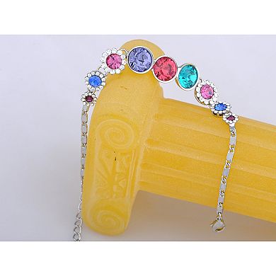 Multicoloured Floral Daisy Garden Crystal Bracelet Bangle