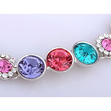 Multicoloured Floral Daisy Garden Crystal Bracelet Bangle