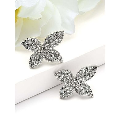 AGP PARIS Pavé Floral Stud Earrings