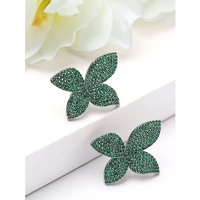 AGP PARIS Pavé Floral Stud Earrings
