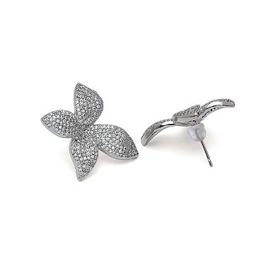 AGP PARIS Pavé Floral Stud Earrings