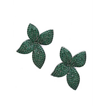 AGP PARIS Pavé Floral Stud Earrings