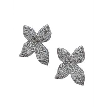 AGP PARIS Pavé Floral Stud Earrings