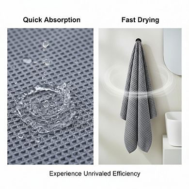 KSIZUIS 4-Pack Grey Waffle Microfiber Bath Towels-30"x60" Ultra Soft,Quick Dry for Spa&Gym