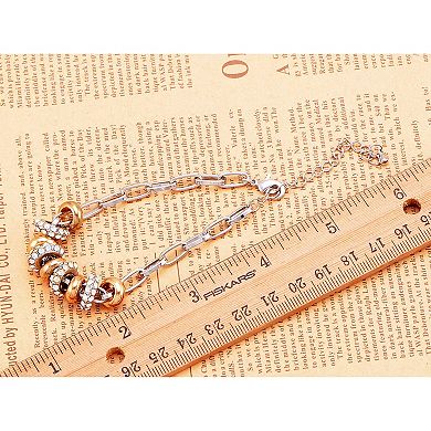 Golden-Plated Crystal Disc Charm Link Bracelet