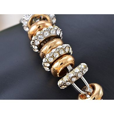Golden-Plated Crystal Disc Charm Link Bracelet