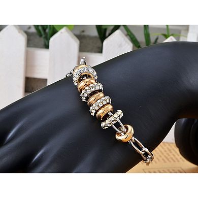 Golden-Plated Crystal Disc Charm Link Bracelet