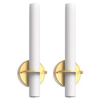 18.1 in LED Wall Sconce 2 Pack Modern Gold Light Frosted Acrylic Shade 10W Dimmable 3CCT for Hallway