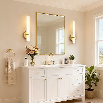 18.1in LED Wall Sconce 2 Pack Modern Gold Light Frosted Acrylic Shade 10W Dimmable 3CCT for Hallway
