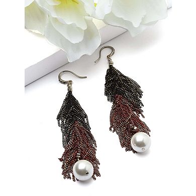 AGP PARIS Ombre Chain Tassel Pearl Drop Earrings
