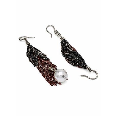AGP PARIS Ombre Chain Tassel Pearl Drop Earrings