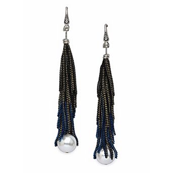AGP PARIS Ombre Chain Tassel Pearl Drop Earrings