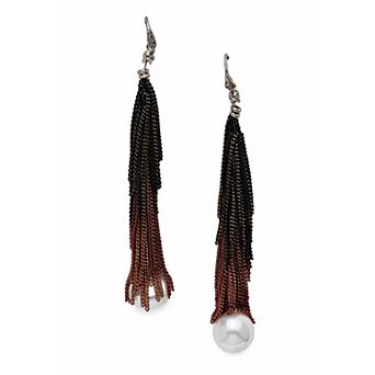 AGP PARIS Ombre Chain Tassel Pearl Drop Earrings
