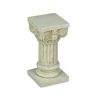 Antique White Solid Concrete Roman Ionic Column Pillar Pedestal 8.25 in High