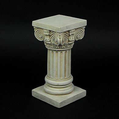 Antique White Solid Concrete Roman Ionic Column Pillar Pedestal 8.25 Inches High