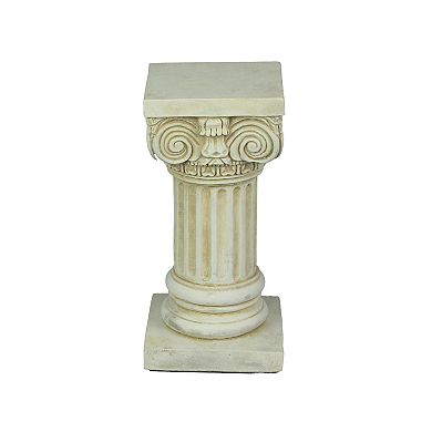 Antique White Solid Concrete Roman Ionic Column Pillar Pedestal 8.25 Inches High