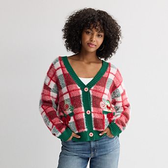 Women's Jollidays Holiday Button-Up Cardigan Sweater