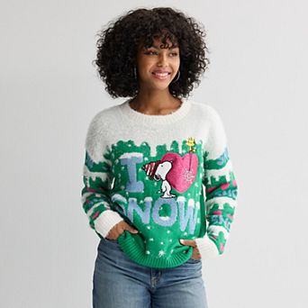 Women's Jollidays Peanuts Snoopy 'I Love Snow' Crewneck Sweater