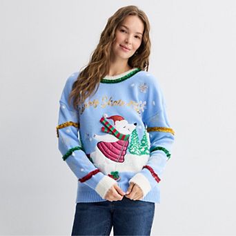 Women's Jollidays "Merry Skate-Mas" Polar Bear Pullover Sweater