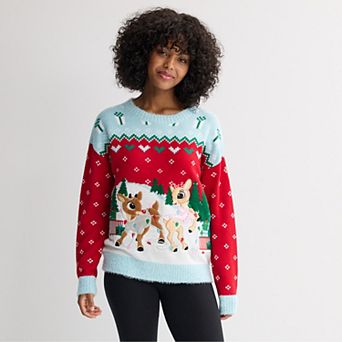 Women's Jollidays Rudolph & Clarice Holiday Crewneck Sweater