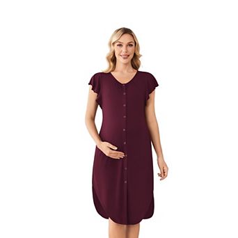 Ekouaer Labor and Delivery Gown in Nursing Hospital Breastfeeding Maternity Flying Nightgown