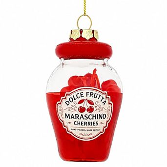 St. Nicholas Square® Glass Cherries Jar Christmas Ornament with Loop for Hanging