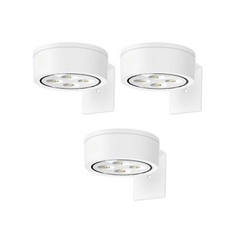 3.4 in Rechargeable LED Wall Light 3 Pack White Round Wireless Remote Dimmable Timer for Cabinet