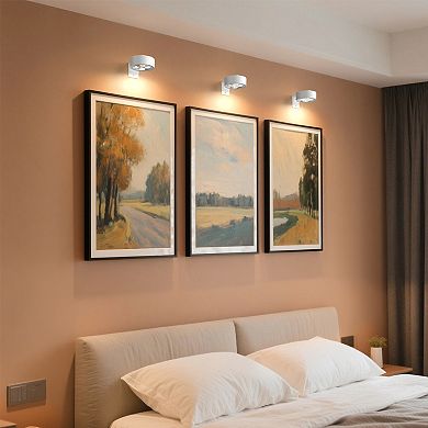 3.4in Rechargeable LED Wall Light 3 Pack White Round Wireless Remote Dimmable Timer for Cabinet