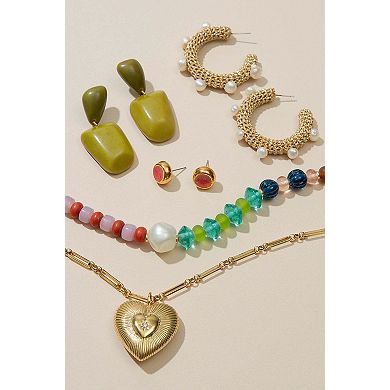 Golden Crochet Pearl Hoops