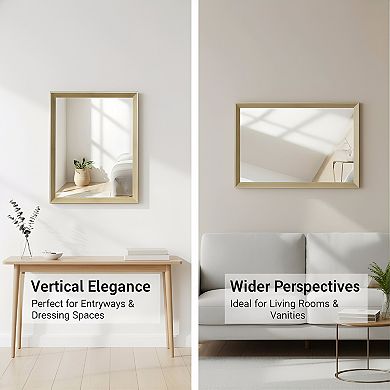 KSIZUIS Oak Wood Effect Framed Wall Mirror-16"x20"Rectangle with HD Tempered Glass, Rust-Resistant