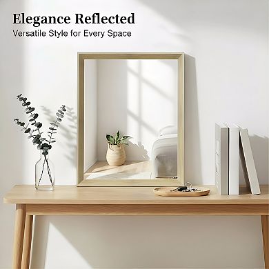 KSIZUIS Oak Wood Effect Framed Wall Mirror-16"x20"Rectangle with HD Tempered Glass, Rust-Resistant