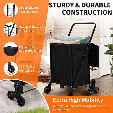 ANIXOL Collapsible Stair Climbing Cart with Wheels, Heavy Duty Utility Wagon