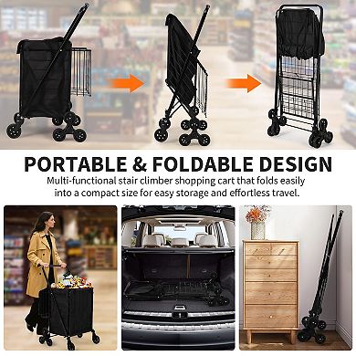 ANIXOL Collapsible Stair Climbing Cart with Wheels, Heavy Duty Utility Wagon