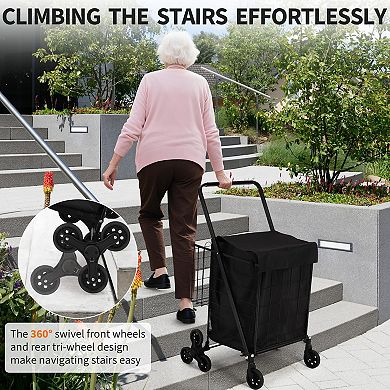 ANIXOL Collapsible Stair Climbing Cart with Wheels, Heavy Duty Utility Wagon