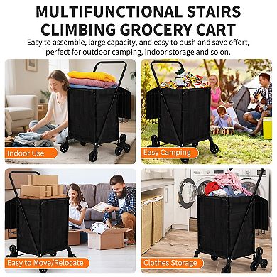 ANIXOL Collapsible Stair Climbing Cart with Wheels, Heavy Duty Utility Wagon