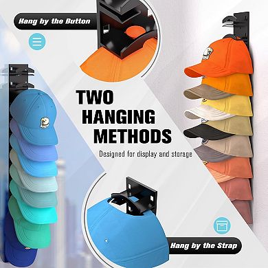 2 Pack Hat Organizer for Baseball Caps, Hat Hanger Holder Display for Door Closet, Cap Organizer
