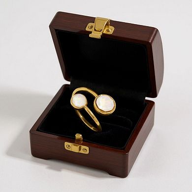 Women's Dual Stone Adjustable Open Ring with Smooth Polished Band and Minimalist Gem Accents