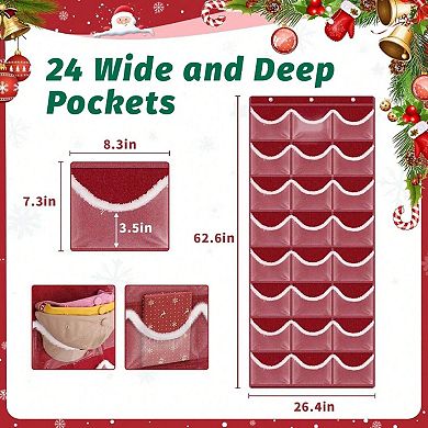24-Pocket Hat Organizer with 3 Hooks, Easy Install, Durable Fabric
