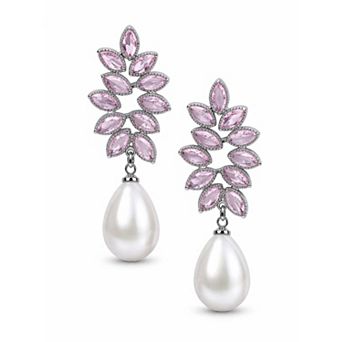 AGP PARIS Marquise Leaf Pearl Drop Earrings