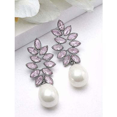 AGP PARIS Marquise Leaf Pearl Drop Earrings