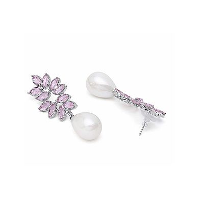 AGP PARIS Marquise Leaf Pearl Drop Earrings