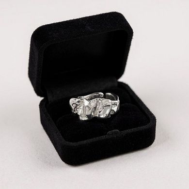 Women's Textured Adjustable Ring with Organic Sculpted Design